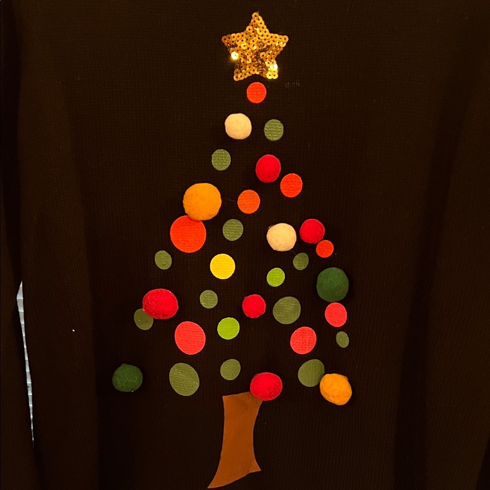 Holiday Time Black Sweater with Festive Tree Design - Picture 3 of 3